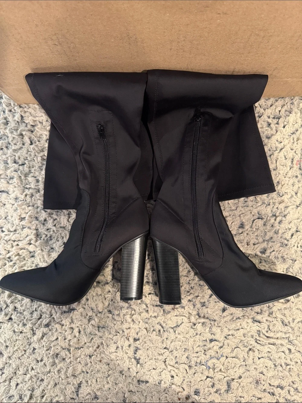 🖤Yoki Black Over-the-Knee Stretch Heeled Boots